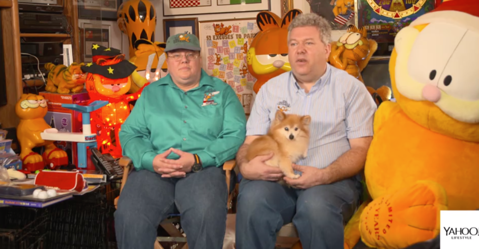 Cathy and Robert Kothe have the largest known <em>Garfield</em> memorabilia collection. (Photo: Yahoo Lifestyle)