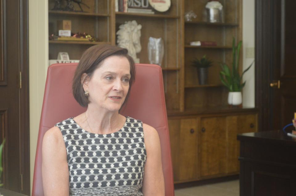 MSU President Stacia Haynie discusses coming home and her vision for the university, Monday, Aug. 7, 2023.