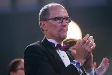 U.S. Labor Secretary Tom Perez applauds remarks by President Barack Obama at the Congressional Hispanic Caucus Institute's annual awards gala in Washington October 2, 2014. REUTERS/Jonathan Ernst