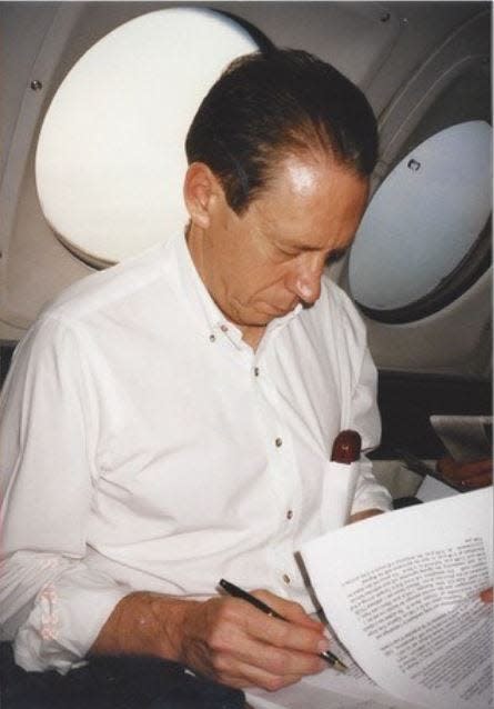 Dennis Jett on a flight over the Andes in the 1990s.