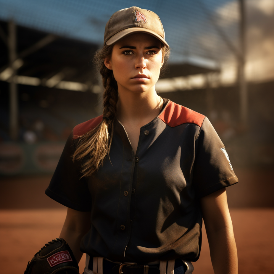 A softball player on the mound in a black uniform