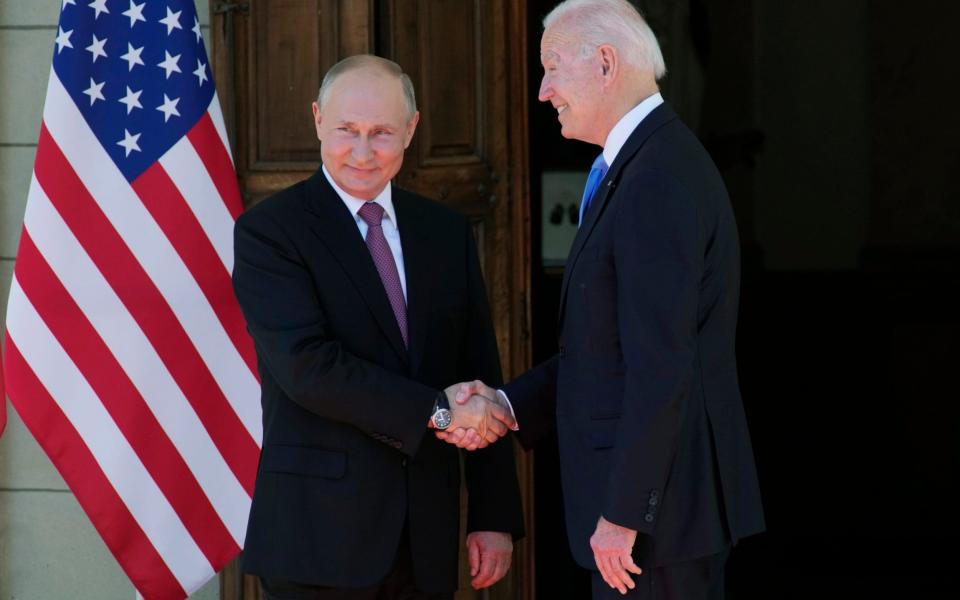 The pair met on time, just after 1pm in Geneva - AP Photo/Alexander Zemlianichenko