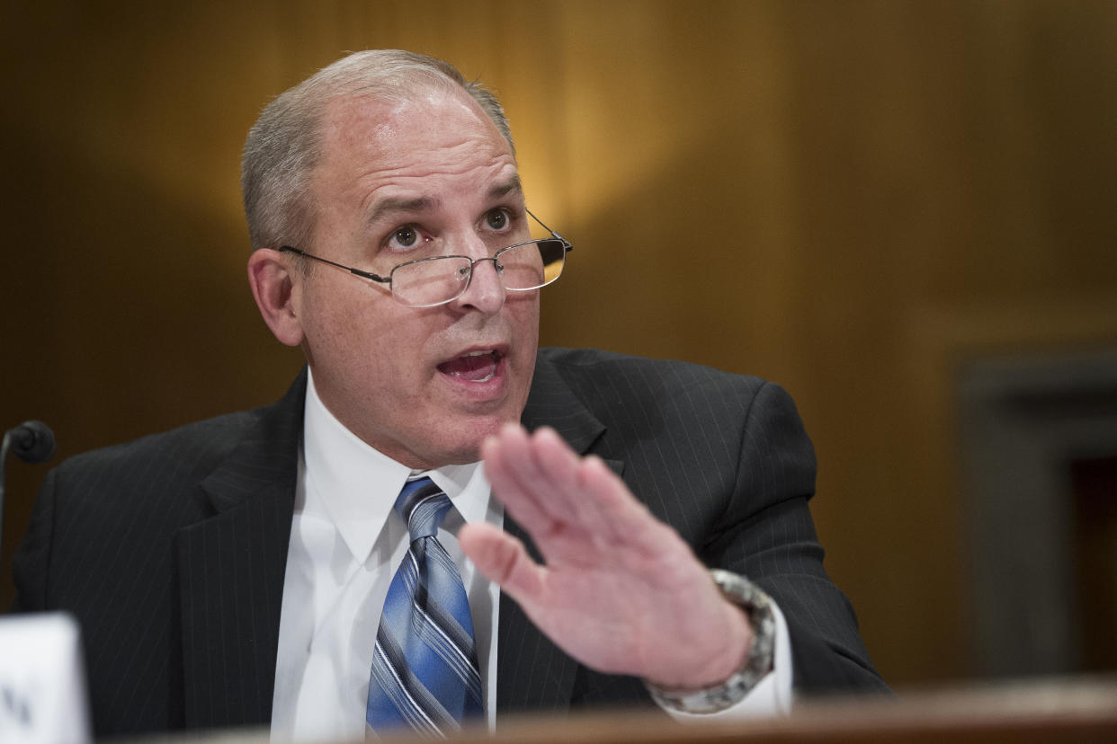 Mark Morgan testifies before the Senate Homeland Security and Governmental Affairs Committee on Capitol Hill in Washington. Morgan, the new acting director of U.S. Immigration and Customs Enforcement, is laying the groundwork to step up deportations of families. (Photo: Cliff Owen/AP)