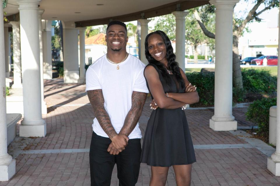 Lions defensive back C.J. Gardner-Johnson and his mother, Del.