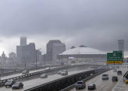 Sheets of rain and heavy clouds move into the city ahead of the landfall of Tropical Storm Gordon in New Orleans, La. Tuesday, Sept. 4, 2018. (Matthew Hinton /The Advocate via AP)