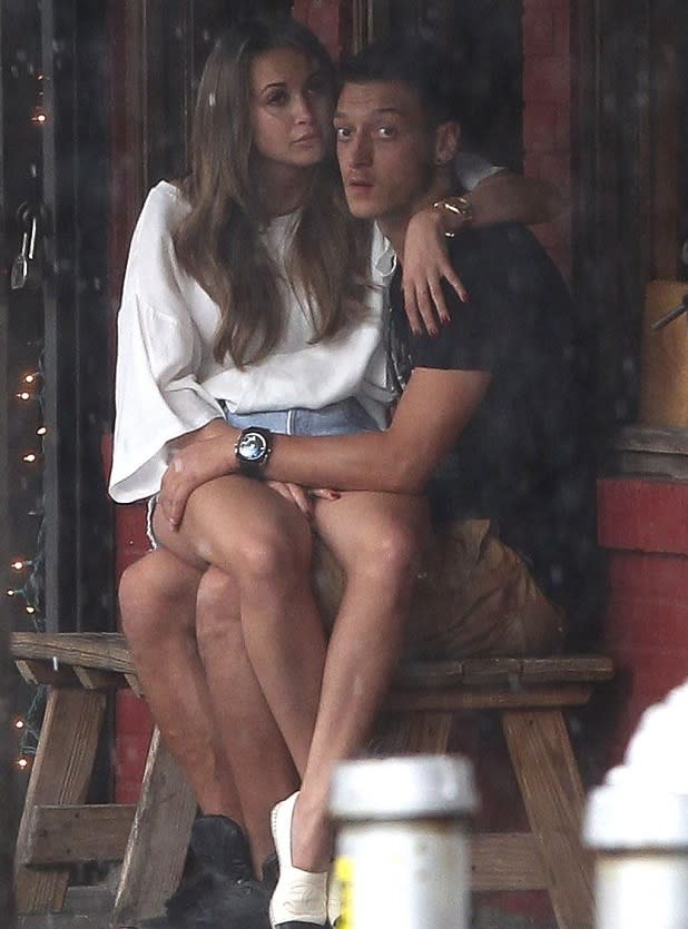 Ozil and girlfriend Capristo were seen recently on a shopping trip.