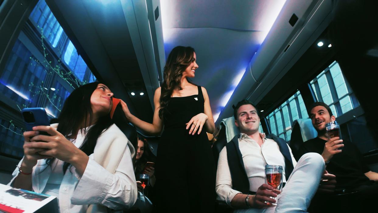 People on board Blade's new luxury bus service from NYC to the Hamptons