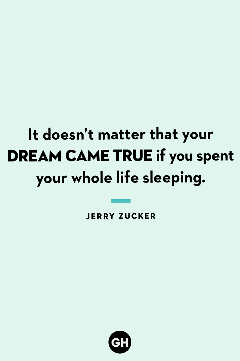 <p>It doesn’t matter that your dream came true if you spent your whole life sleeping.</p>