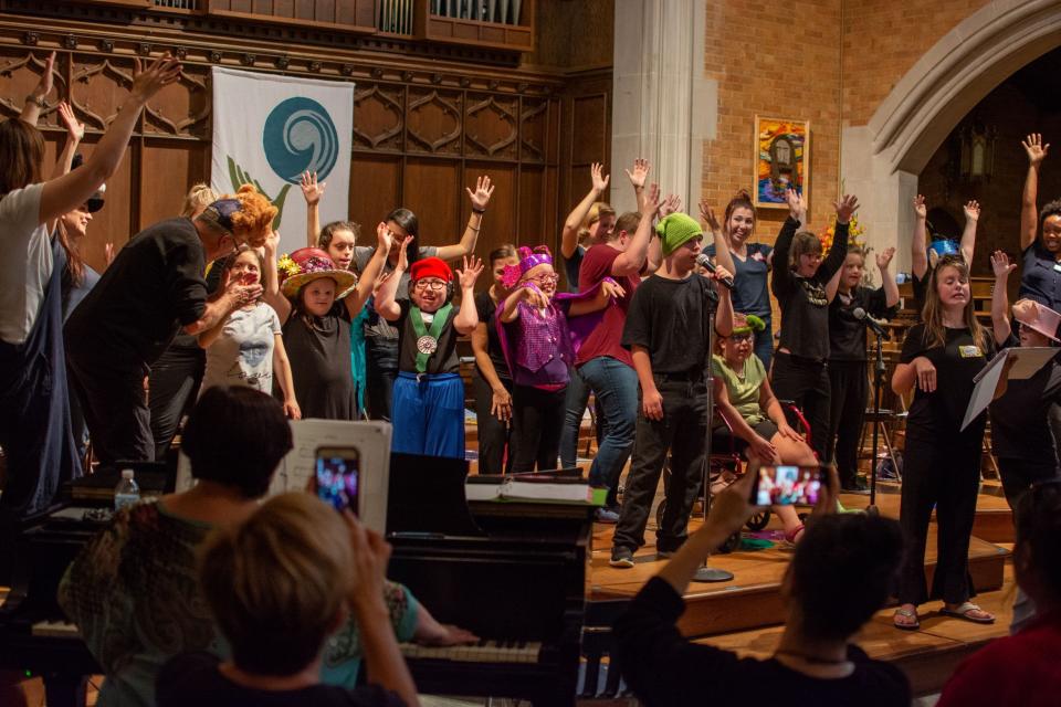 Acting students from Pink Umbrella Theater Company take part in a production in summer of 2019.