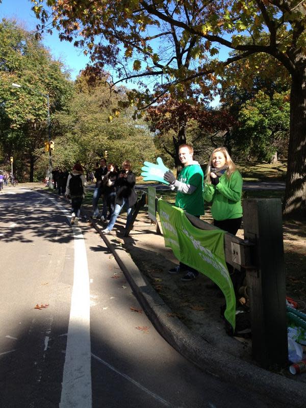 Some UK spectators supporting the #unofficial #NYCMarathon runners.