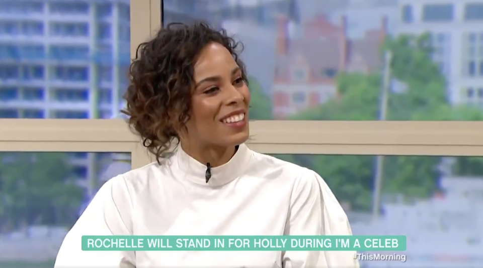 Rochelle Humes wears white jumper on This Morning