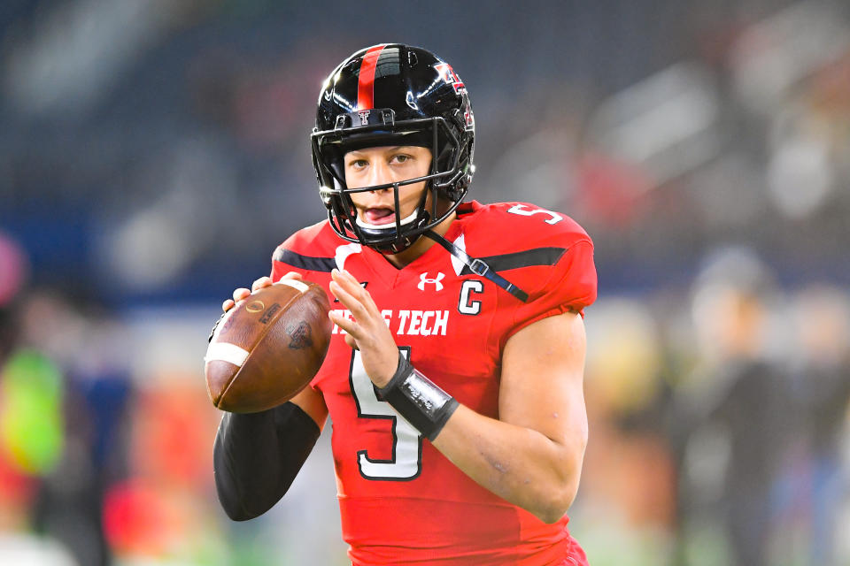 Texas Tech QB Patrick Mahomes was the third quarterback selected in the 2017 NFL draft. (Photo by John Weast/Getty Images)