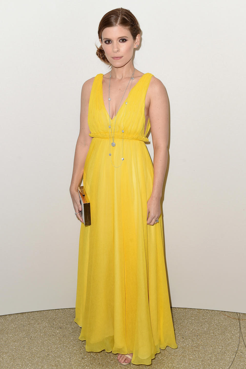 <p><strong>16 November </strong>Kate Mara opted for a yellow gown by Dior for the event.</p>