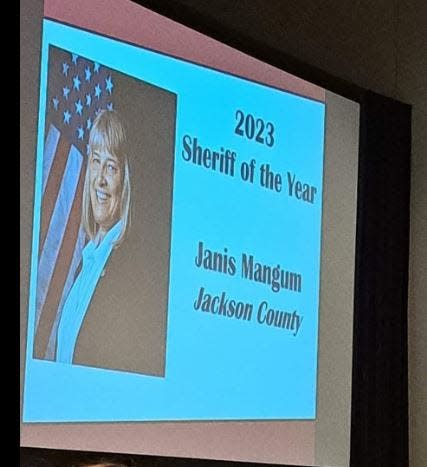 A message announcing the Sheriff of the Year award at the Georgia Sheriff's Association Annual Banquet on Jekyll Island.