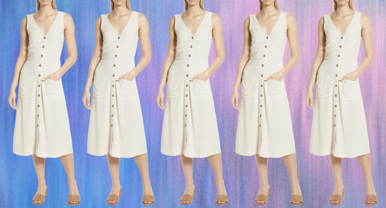 Beat the beat in this button-up linen midi dress. (Photo via Nordstrom)