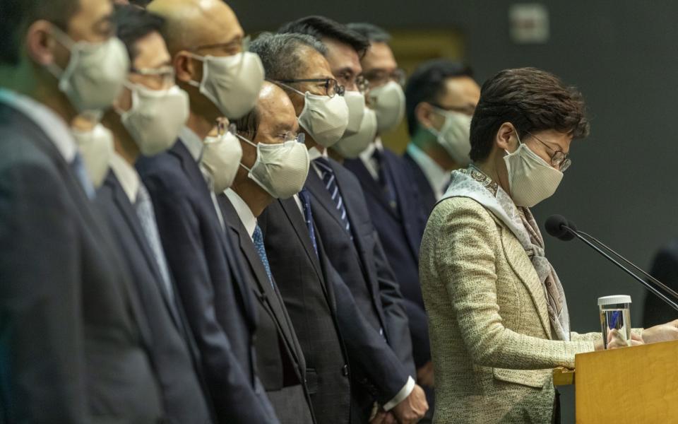 Carrie Lam, Hong Kong's chief executive, has pledged to enact the new Beijing laws - Justin Chin/Bloomberg