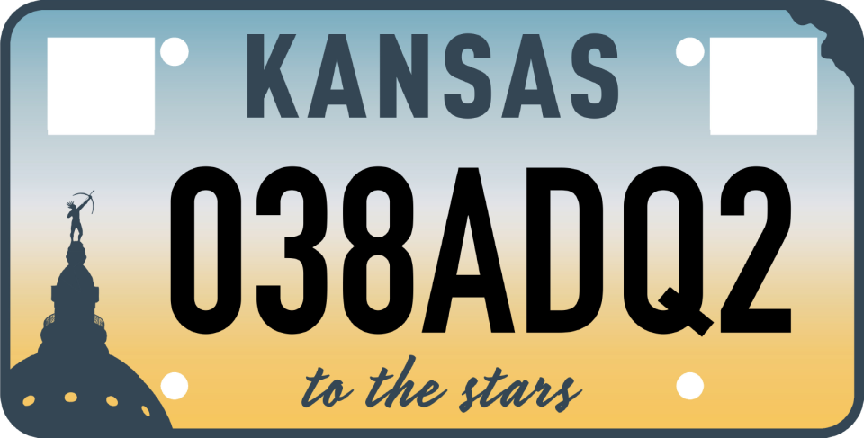This is the new Kansas license plate design as chosen through a public voting process after Gov. Laura Kelly rescinded a previous design following public discontent.
