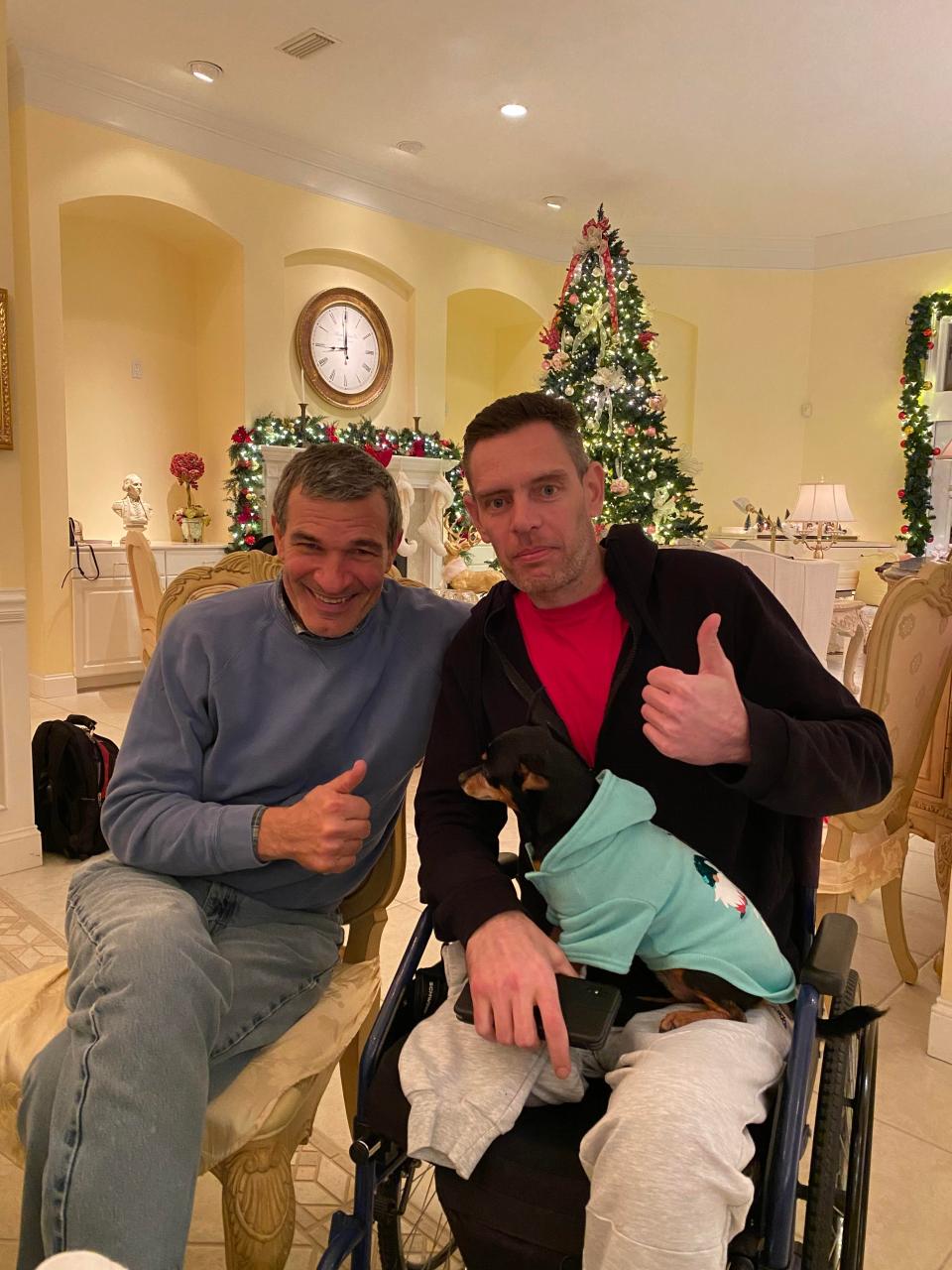 In December, Bert Watson (left) hosted a member of the Ukrainian military and his family for Christmas. The soldier, who goes by Maksym, lost a leg in a battle against Russia's invading forces, and was receiving treatment at Brooks Rehabilitation Center in Jacksonville.