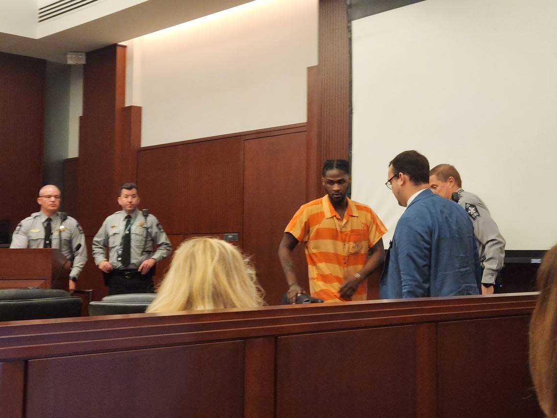Theodore James Lee Jr. walks into Wake County courtroom Monday, Jan. 9, 2023 before he pleads guilty to second-degree murder in the killings of Quinten Crawford.