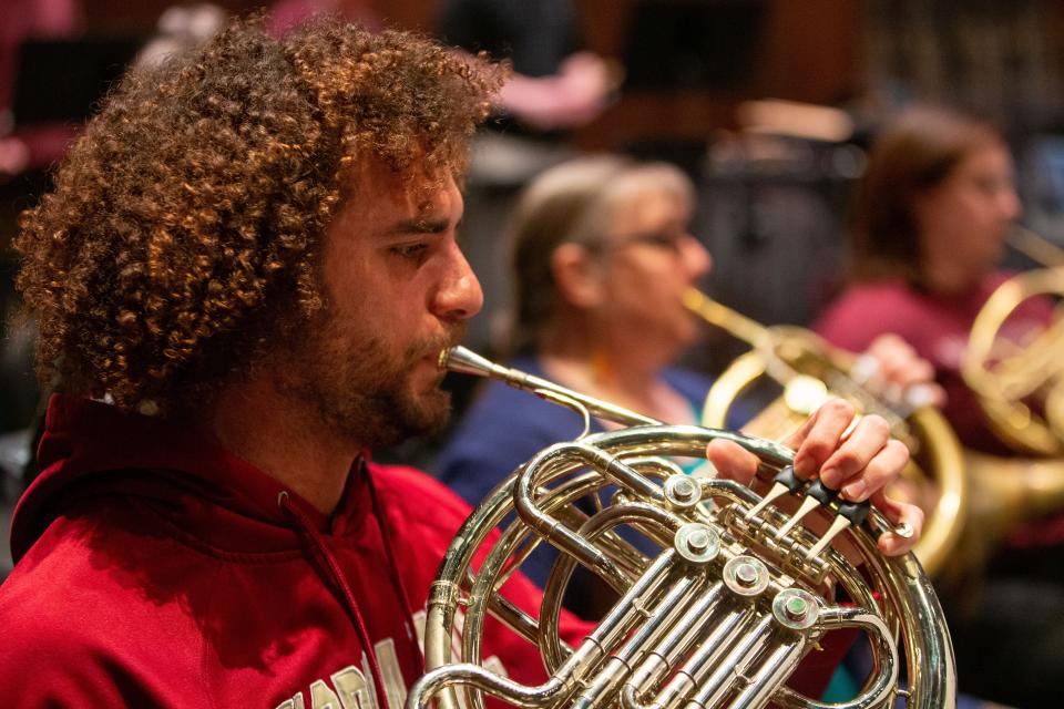 The Tallahassee Symphony Orchestra rehearses in Ruby Diamond Auditorium on Tuesday, March 21, 2023.