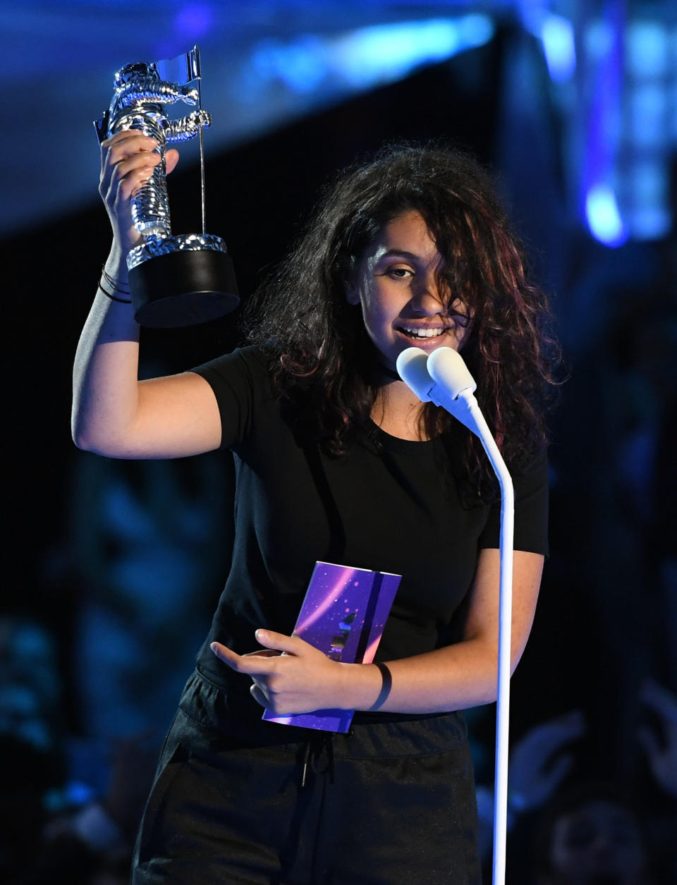 Alessia Cara accepts the Best Dance award for 'Stay' onstage during the 2017 MTV Video Music Awards at The Forum on Aug. 27, 2017 in Inglewood, California.&nbsp;