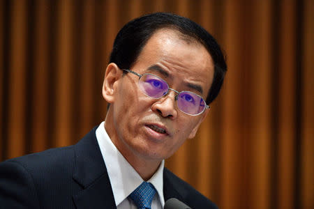 China's Ambassador to Australia Cheng Jingye looks on after speaking at an Australia China Business Council (ACBC) Canberra Networking Day event at Parliament House in Canberra, Australia, June 19, 2018. AAP/Mick Tsikas/via REUTERS