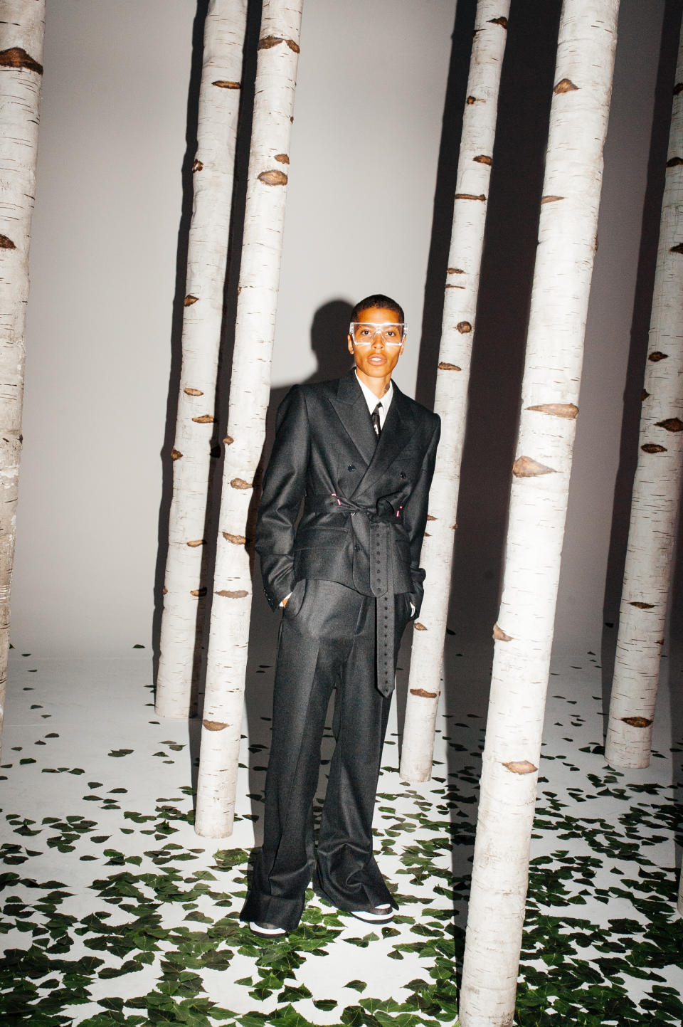 Poet and activist Kai-Isaiah Jamal models a look from Virgil Abloh’s spring 2022 men’s collection for Louis Vuitton. - Credit: Kuba Dabrowski/WWD