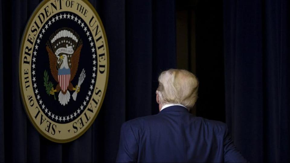 US President Donald Trump walks out after speaking at the Operation Warp Speed Vaccine Summit on December 08, 2020 in Washington, DC. (Photo by Tasos Katopodis/Getty Images)