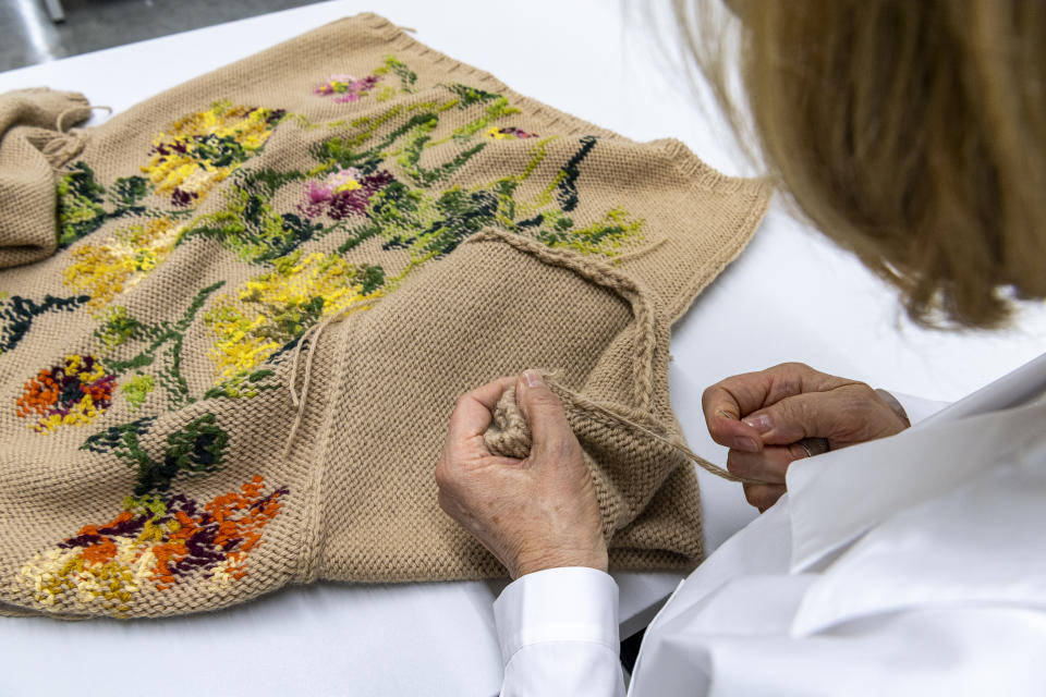 Embroidery at Prada's Torgiano plant.