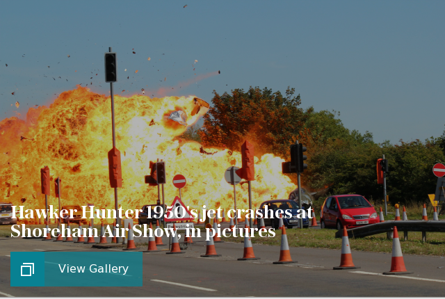 -Hawker Hunter 1950s jet crashes at Shoreham Air Show, in pictures