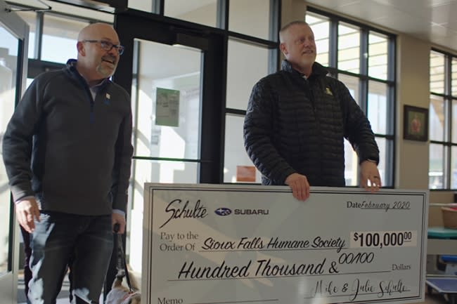 Whether it’s by supporting 10,000 animals yearly at the Sioux Falls Area Humane Society with donations of $500,000 since 2014 or donating custom vehicles to help the B-Squad Dog Rescue team transport thousands of at-risk dogs, Schulte Subaru has been a true friend to animals in need.