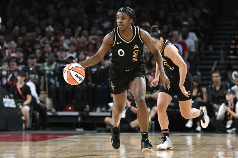 Aces guard Jackie Young looked every bit a former No. 1 overall pick during Game 1 of the WNBA Finals, which featured several other such players. (Candice Ward/USA TODAY Sports)