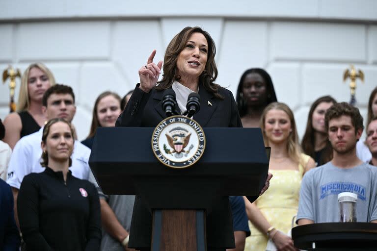 La vicepresidenta Kamala Harris, durante un acto en la Casa Blanca