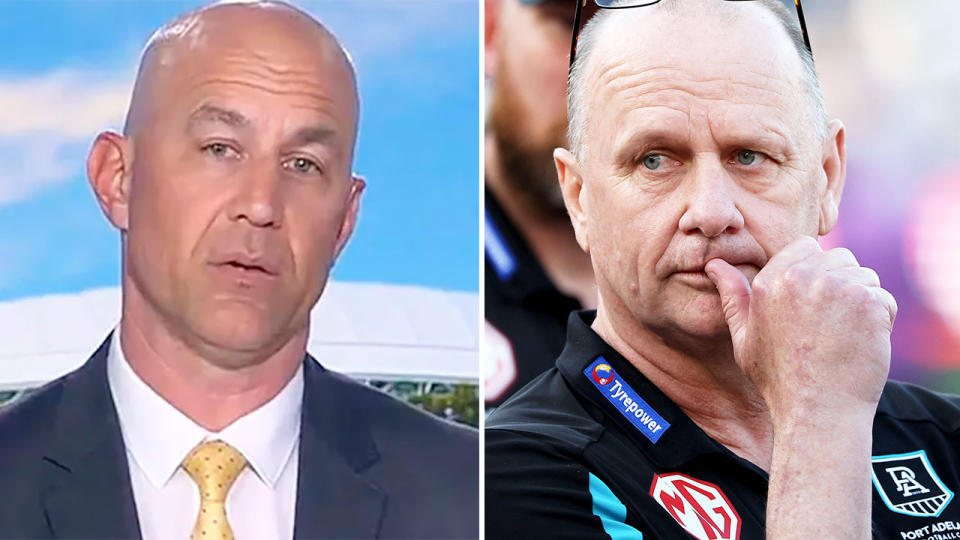Pictured left is Port Adelaide great Warren Tredrea and current coach Ken Hinkley on the right.
