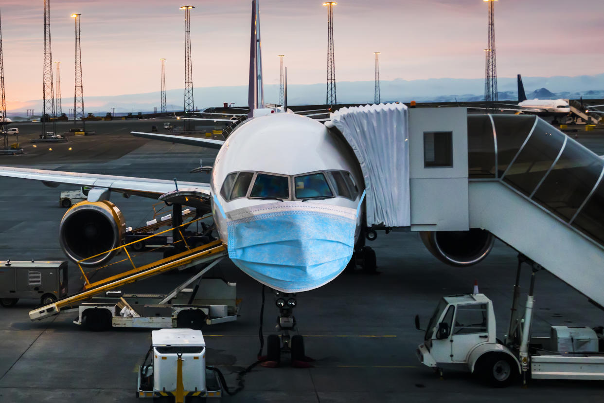 The concept of the spread of coronavirus in the world. Closing air traffic between countries. Photo: Getty