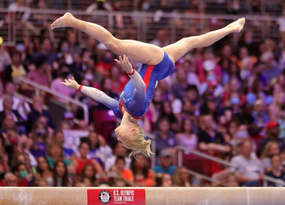 <p>Keep an eye out for the 21-year-old individual competitor on the floor and vault: Carey is a four-time world championship medalist who will be competing as an individual for the U.S. "Just being a role model for little kids is a really cool thing that happens," Carey — who in June unveiled a <a href="https://twitter.com/FloGymnastics/status/1400146257935491073" rel="nofollow noopener" target="_blank" data-ylk="slk:triple-twisting double layout;elm:context_link;itc:0;sec:content-canvas" class="link ">triple-twisting double layout</a> on floor, a skill no female gymnast has ever competed with — <a href="https://people.com/sports/tokyo-olympics-jade-carey-simone-biles-reminds-other-gymnasts-to-have-fun/" rel="nofollow noopener" target="_blank" data-ylk="slk:told PEOPLE;elm:context_link;itc:0;sec:content-canvas" class="link ">told PEOPLE</a> earlier this year.</p>