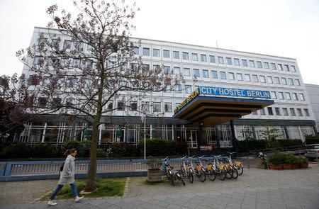 The City Hostel Berlin beside the compound of the North Korean embassy is pictured in Berlin, Germany, May 9, 2017. REUTERS/Fabrizio Bensch