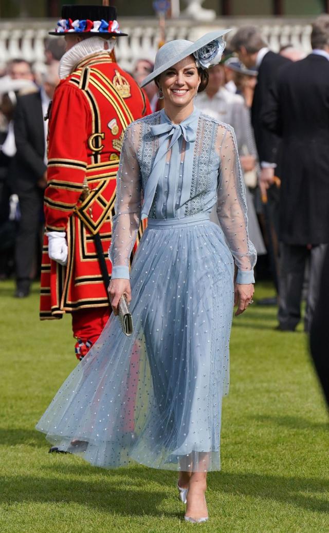 Kate Middleton Stepped Out in a Sheer Blue Elie Saab Dress for King