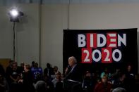 Democratic U.S. presidential candidate and former U.S. Vice President Joe Biden speaks during a campaign event in Sumter