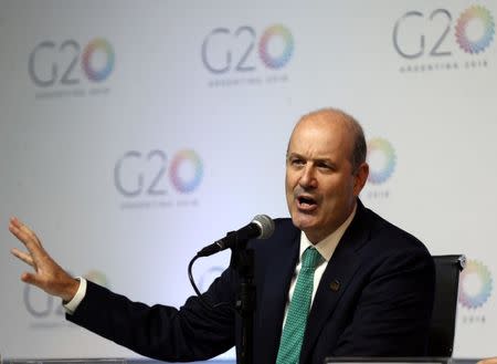 Argentina's Central Bank President Federico Sturzenegger speaks during a news conference at the G20 Meeting of Finance Ministers in Buenos Aires, Argentina, March 20, 2018. REUTERS/Marcos Brindicci