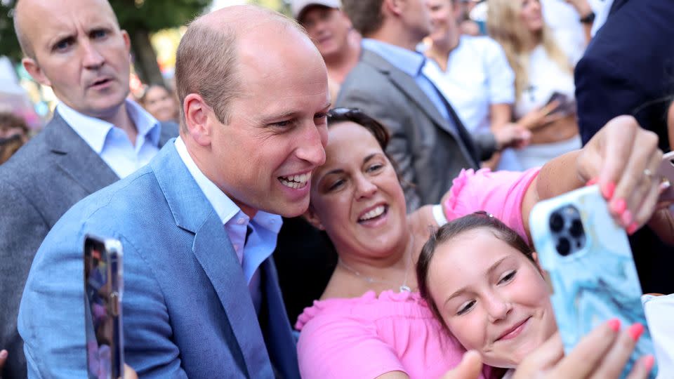 Prince William posed for selfies with the public while visiting businesses in Bournemouth, September 7, 2023. - Chris Jackson/Getty Images