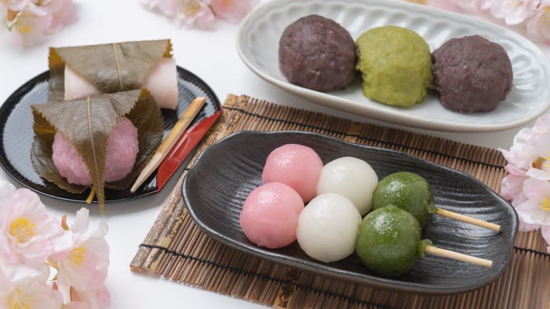 mochi and dango on table
