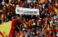 FILE PHOTO: Demonstrators in Barcelona call for unity