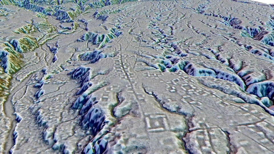 Kunguints site, Upano Valley, Ecuador. Complexes of rectangular platforms are arranged around low squares and distributed along wide dug streets. - courtesy Stéphen Rostain and Lidar A. Dorison