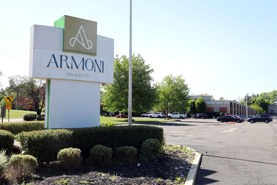 The Armoni Inn and Suites in Orangeburg, one of two hotels in Rockland and Orange Counties where New York City is pushing to place 300 migrant men to help manage the influx of migrants from the Southern border, May 8, 2023. 