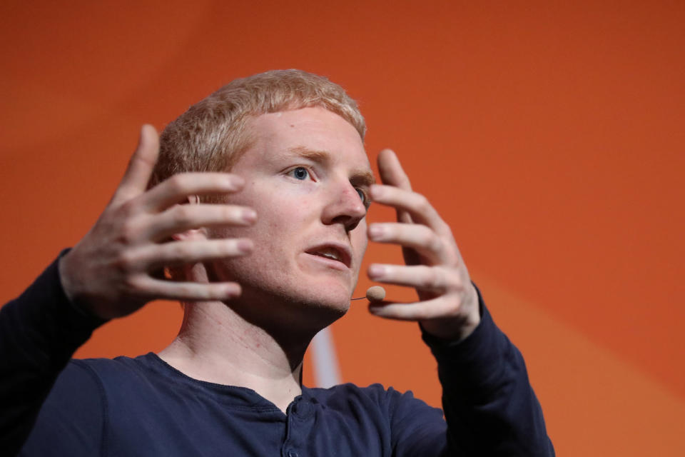 Patrick Collison, CEO da Stripe, fala durante a Sohn Investment Conference 2019 em Nova York, EUA, em 6 de maio de 2019. REUTERS/Brendan McDermid