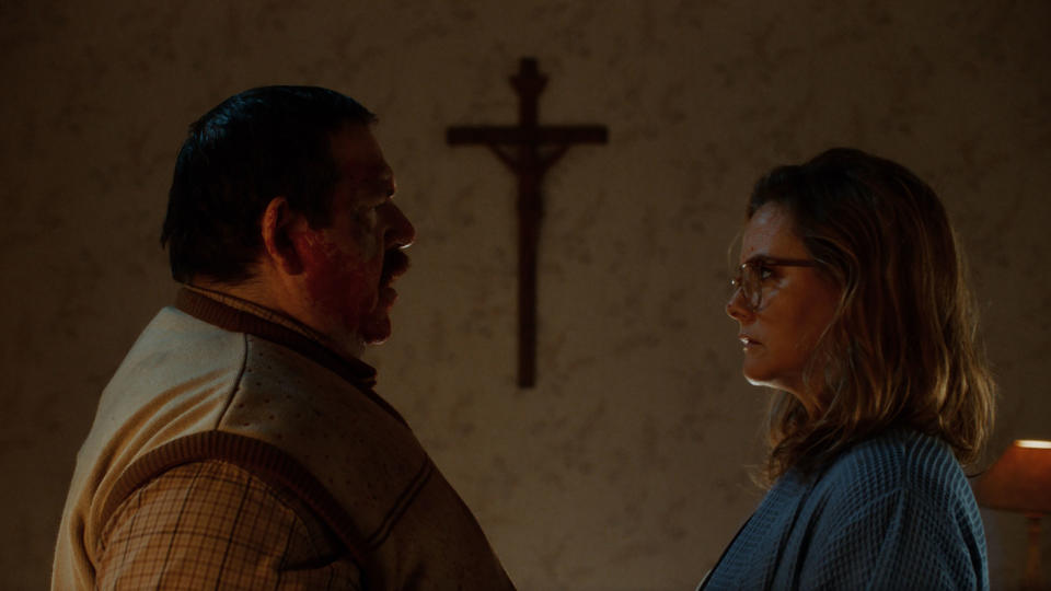 Nick Frost and Alicia Silverstone appear in Krazy House by Steffen Haars and Flip van der Juil, an official selection of the Midnight program at the 2024 Sundance Film Festival. Courtesy of Sundance Institute.