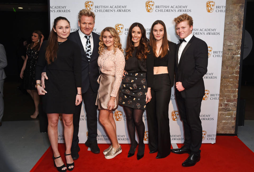 Megan Ramsay, Gordon Ramsay, Matilda Ramsay, Tana Ramsay, Holly Ramsay and Jack Ramsay at the BAFTA Children's Awards at The Roundhouse on November 20, 2016 in London, England. (David M. Benett / Getty Images )