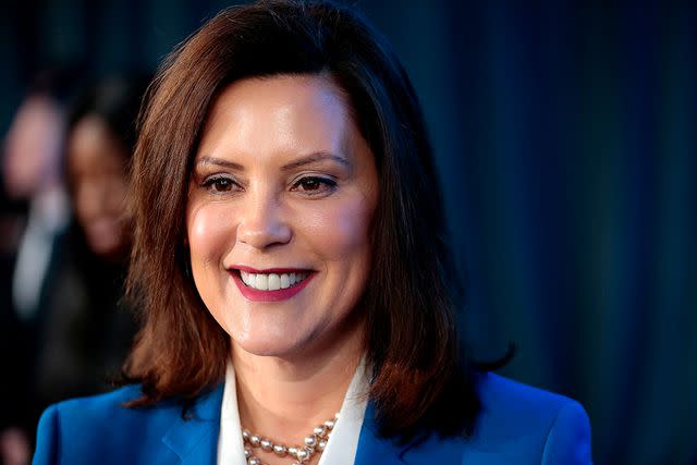 JEFF KOWALSKY/AFP via Getty Michigan Gov. Gretchen Whitmer speaks at General Motors' Detroit-Hamtramck assembly plant on Jan. 27, 2020