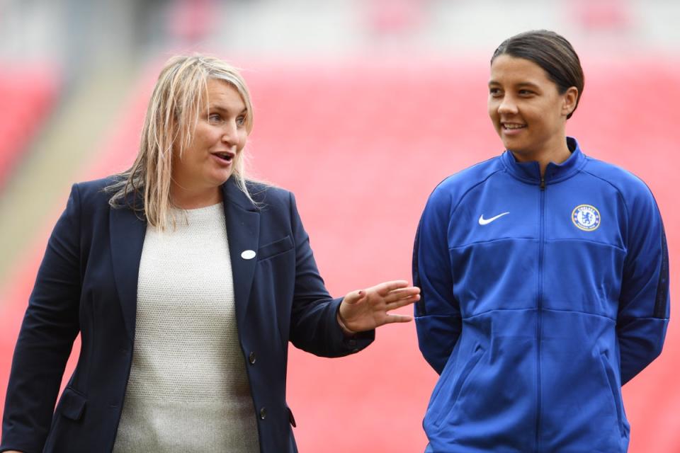 Emma Hayes brought Sam Kerr to the WSL. (Chelsea FC via Getty Images)